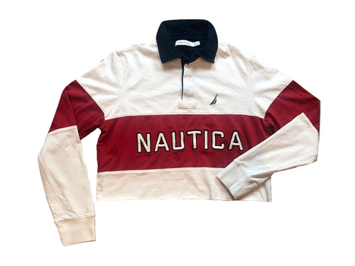 Reworked Womens “Nautica” cropped Rugby Polo