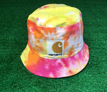 Load image into Gallery viewer, “Tie Dye Bootleg Carhartt” Reversible Bucket Hat