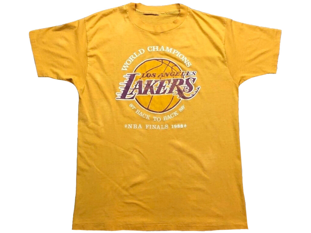 Lostboysvintage Vintage 1987-1988 Los Angeles Lakers Back to Back Big Head Championship T-Shirt / Streetwear / Fruit of The Loom / NBA / Made in USA